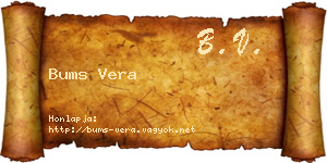 Bums Vera névjegykártya